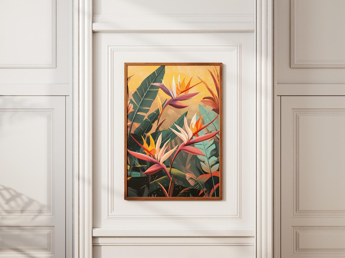Bird Of Paradise Exotic Tropical Flowers Bold Botanical Poster - Image 2