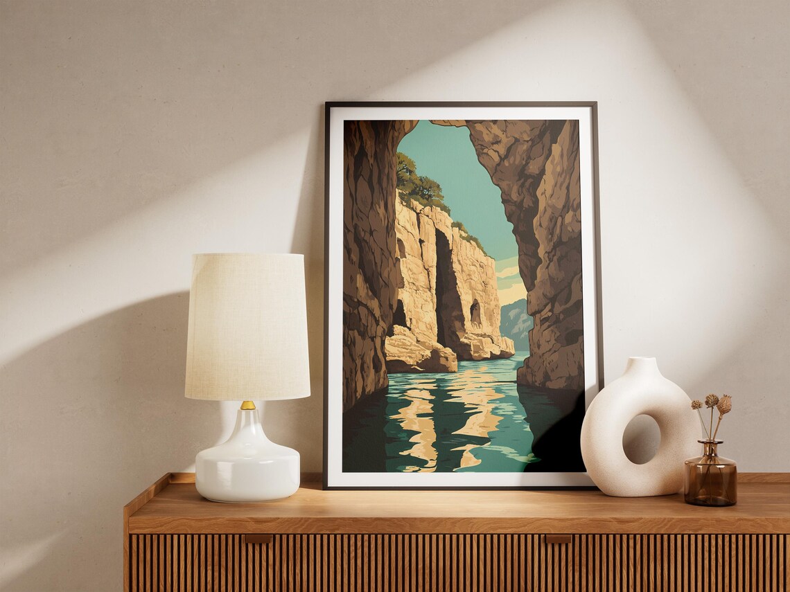 Jeita Grotto Lebanon Limestone Sea Cave with Turquoise Water Poster - Image 5