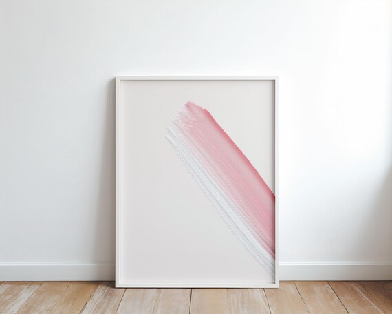 Diagonal Pink Brush Stroke Print Minimal Abstract Art Poster Pastel Oil Paint Wall Soft Boho Decor Instant