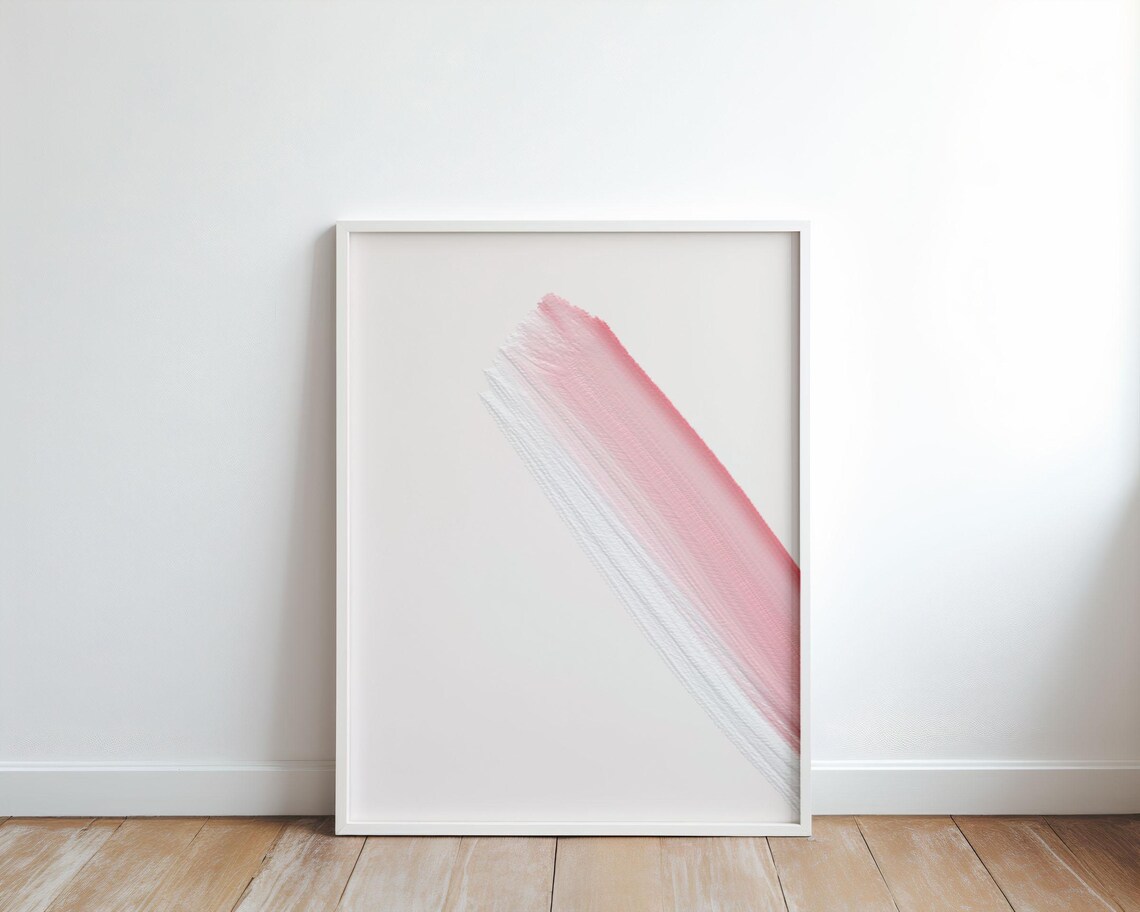 Diagonal Pink Brush Stroke Print Minimal Abstract Art Poster Pastel Oil Paint Wall Soft Boho Decor Instant