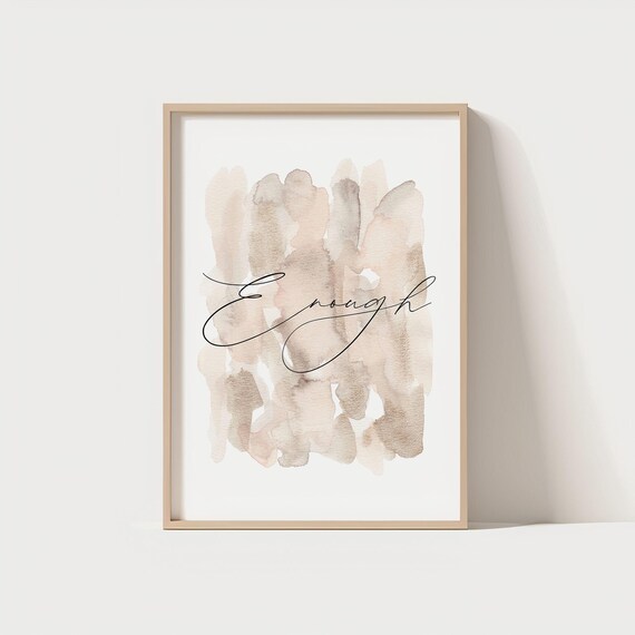 Enough Self Love Affirmation Elegant Script Minimalist Watercolor Poster