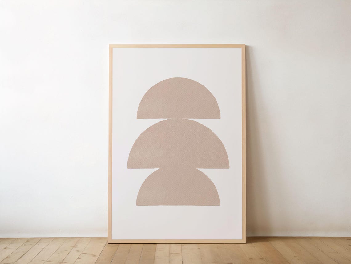 Beige Taupe Stacked Arches Abstract Minimalist Neutral Art Print