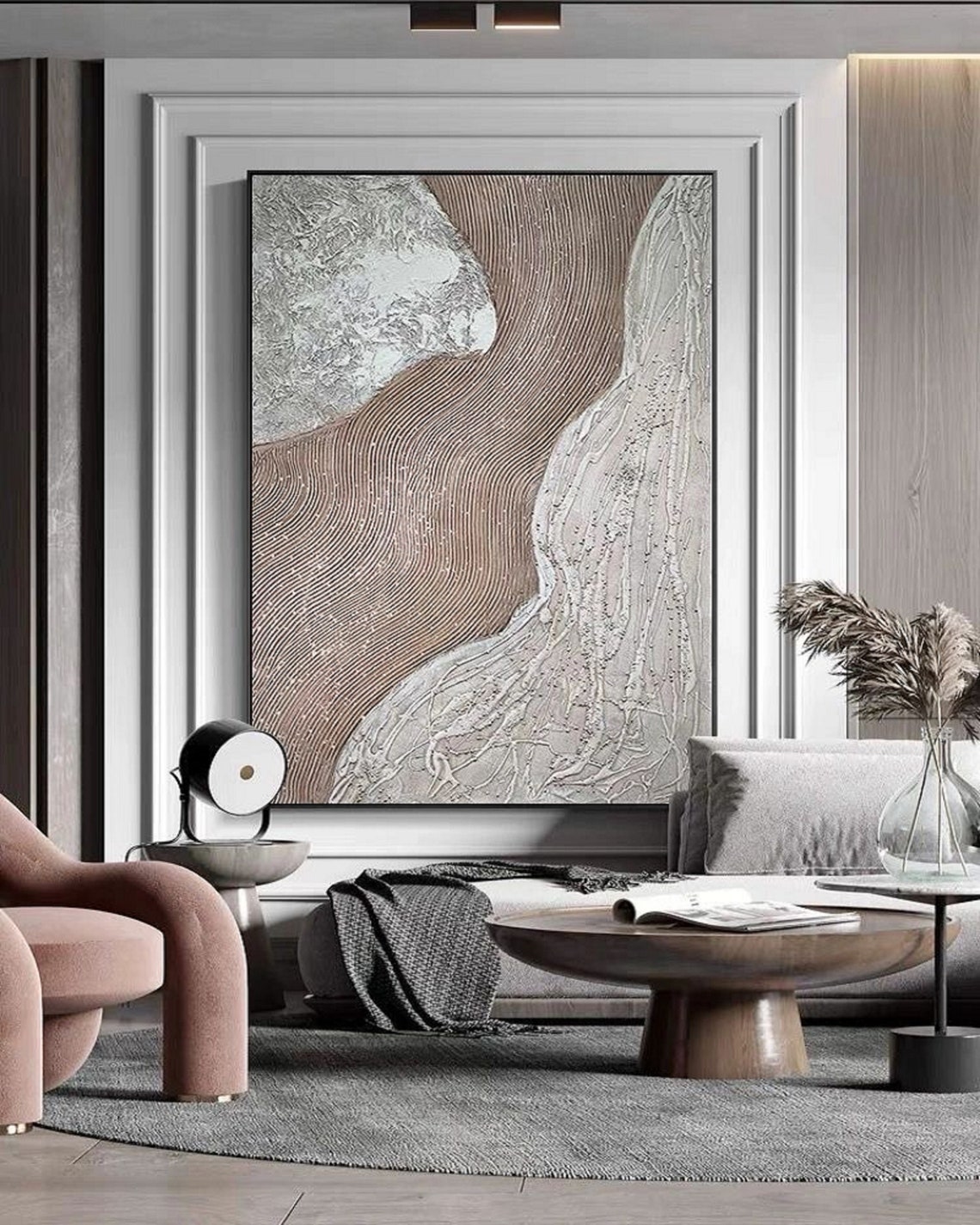 Bronze Silver Textured Wave Abstract Modern Luxury Art Poster - Image 4