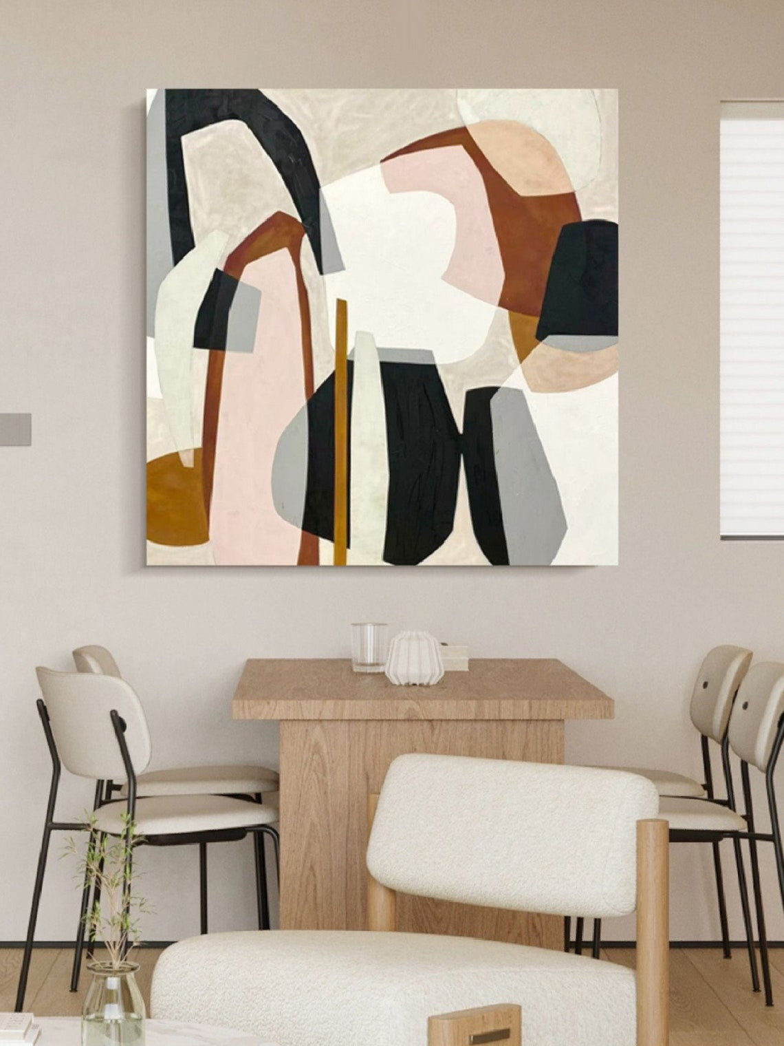 Blush Pink Rust Black Rounded Arch Shapes Abstract Art Poster - Image 4