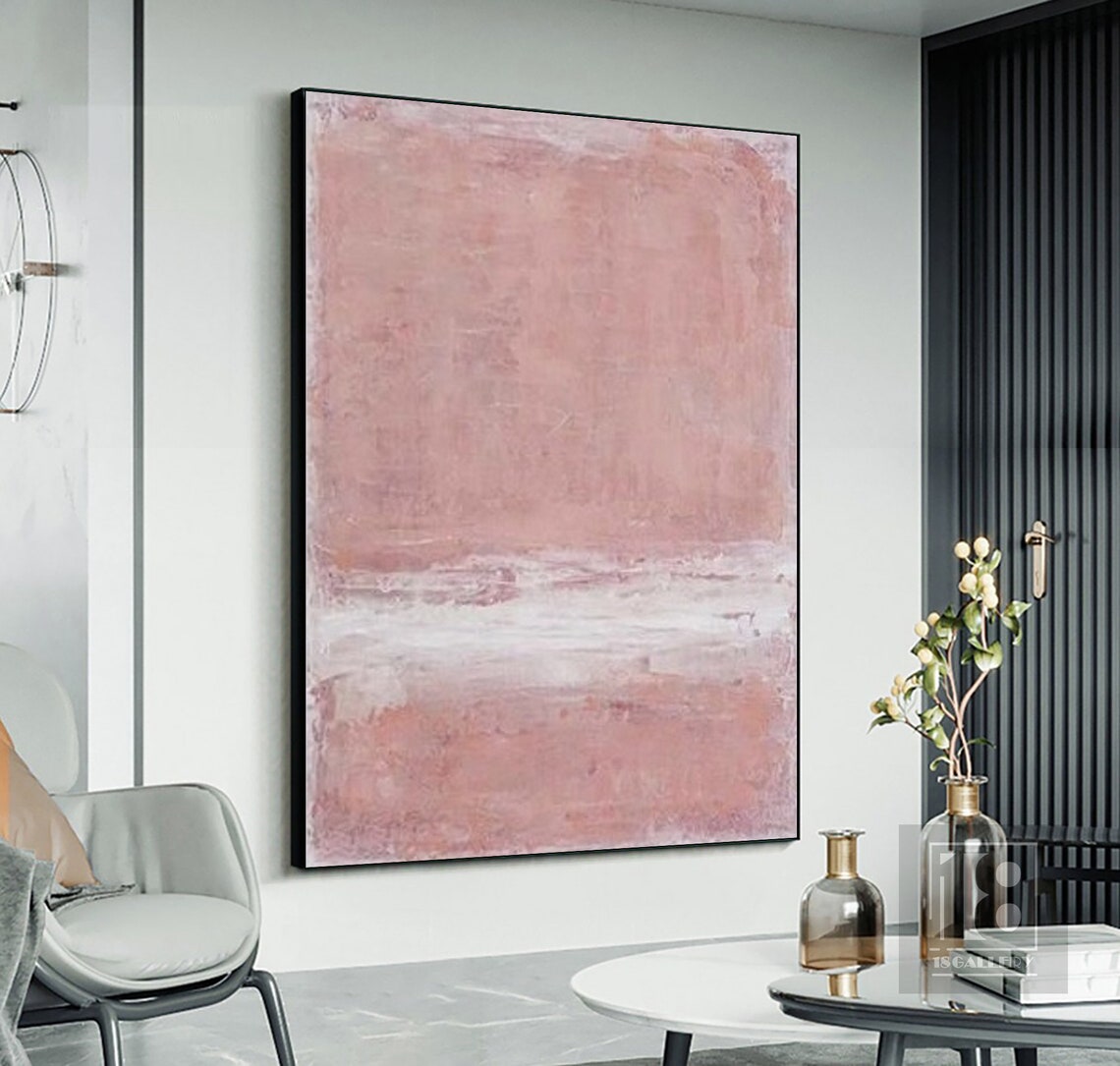Pink Wabi Sabi Wall Art Pink White Abstract Painting Neutral Wall Decor Boho Textured Wall Art Pink Minimalist Painting Entrance Wall Art - Image 2
