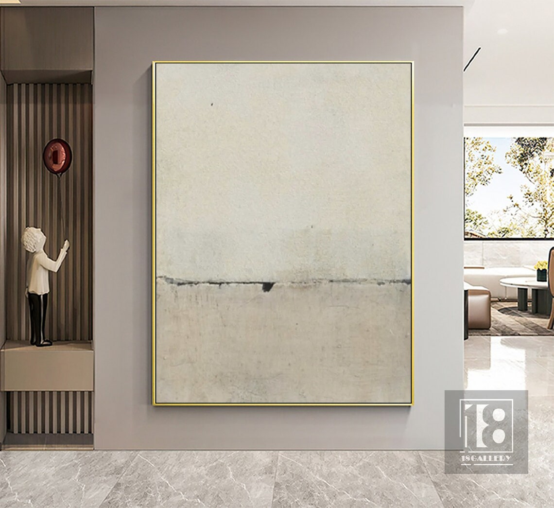 Beige Wabi Sabi Wall Art Beige White Abstract Painting Boho Textured Wall Art Neutral Wall Decor Beige Minimalist Painting Entrance Wall Art - Image 2