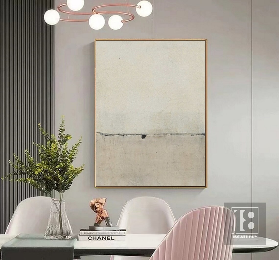 Beige Wabi Sabi Wall Art Beige White Abstract Painting Boho Textured Wall Art Neutral Wall Decor Beige Minimalist Painting Entrance Wall Art - Image 5