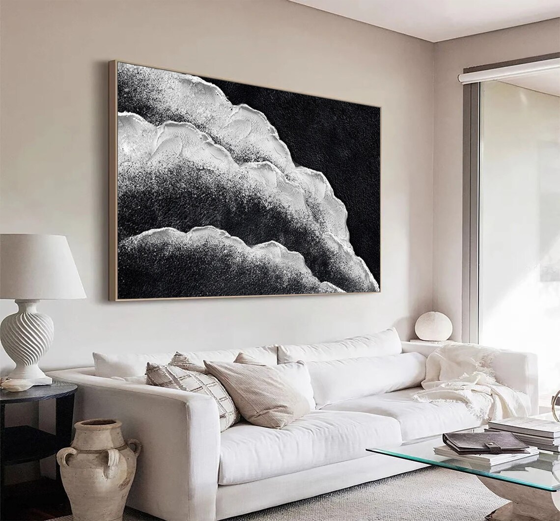 Large Black White Wall Art Black White Abstract Painting On Original Textured Art Modern Abstract Art Contemporary Wall Decor - Image 2