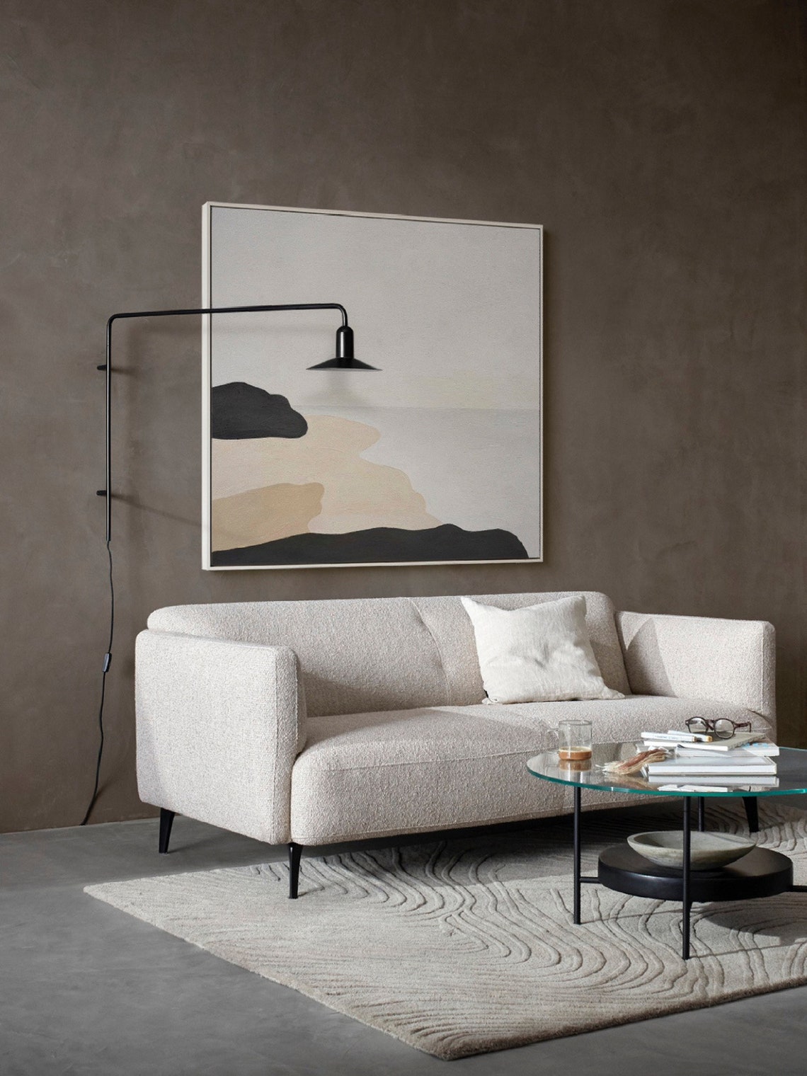 Beige White Abstract Painting Beige Minimalist Wall Art Beige Wall Art Beige Wall Art Beige White Painting Beige Framed Abstract Art - Image 2