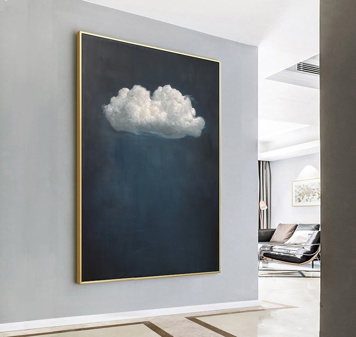 White Cumulus Cloud Glowing Over Deep Indigo Night Sky Poster - Image 2