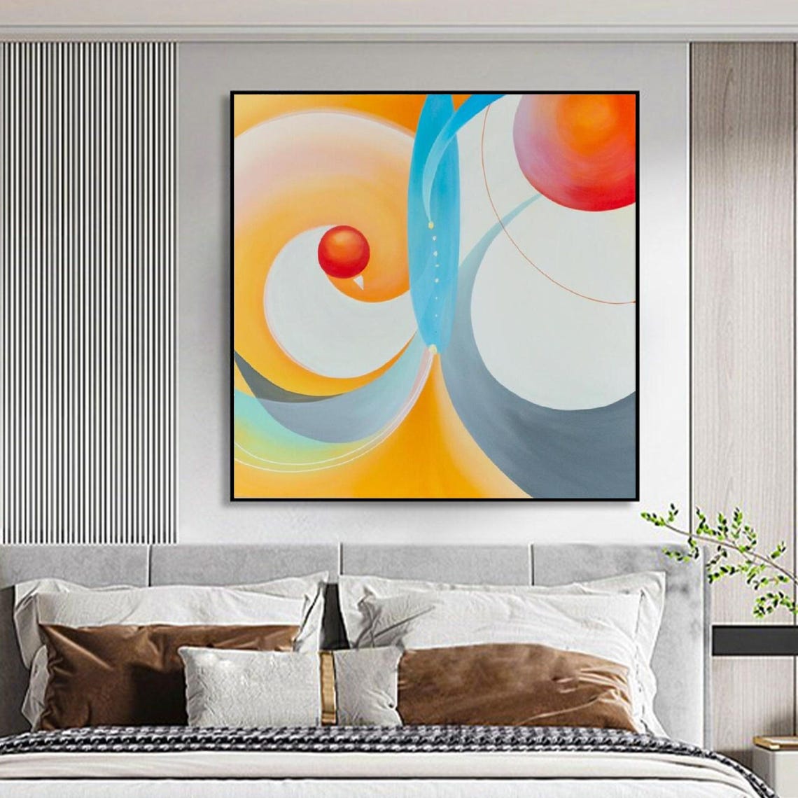 Colorful Orange Blue Cosmic Orbit Swirls Abstract Art Poster - Image 4