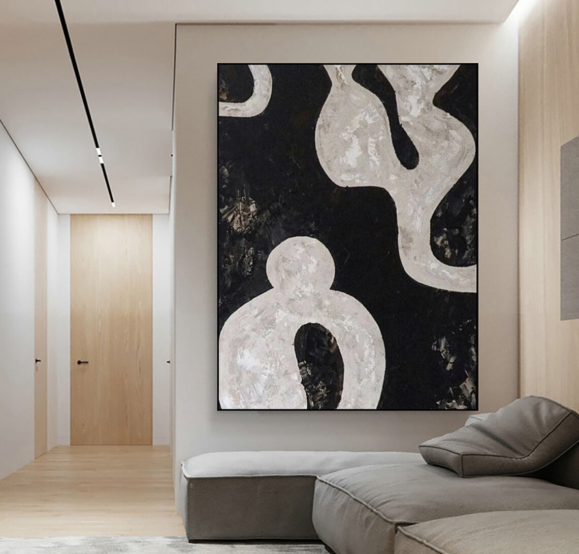 Black And Gray Abstract Painting Black Wall Art Minimalist Wall Art Black Textured Painting On Black Grey Painting Wabi Sabi Wall Art - Image 2