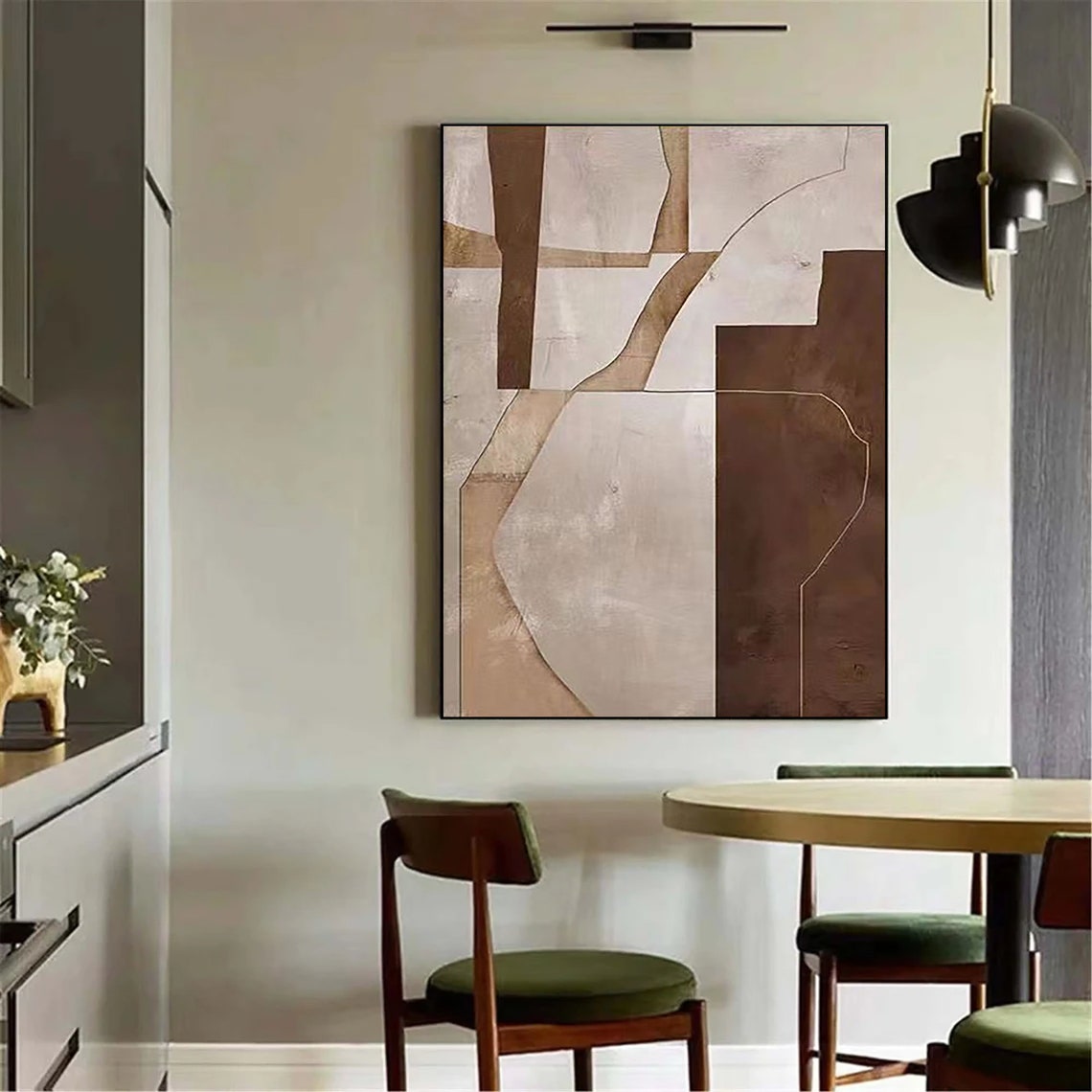 Beige Brown Cream Curved Line Geometric Boho Abstract Painting Poster - Image 5