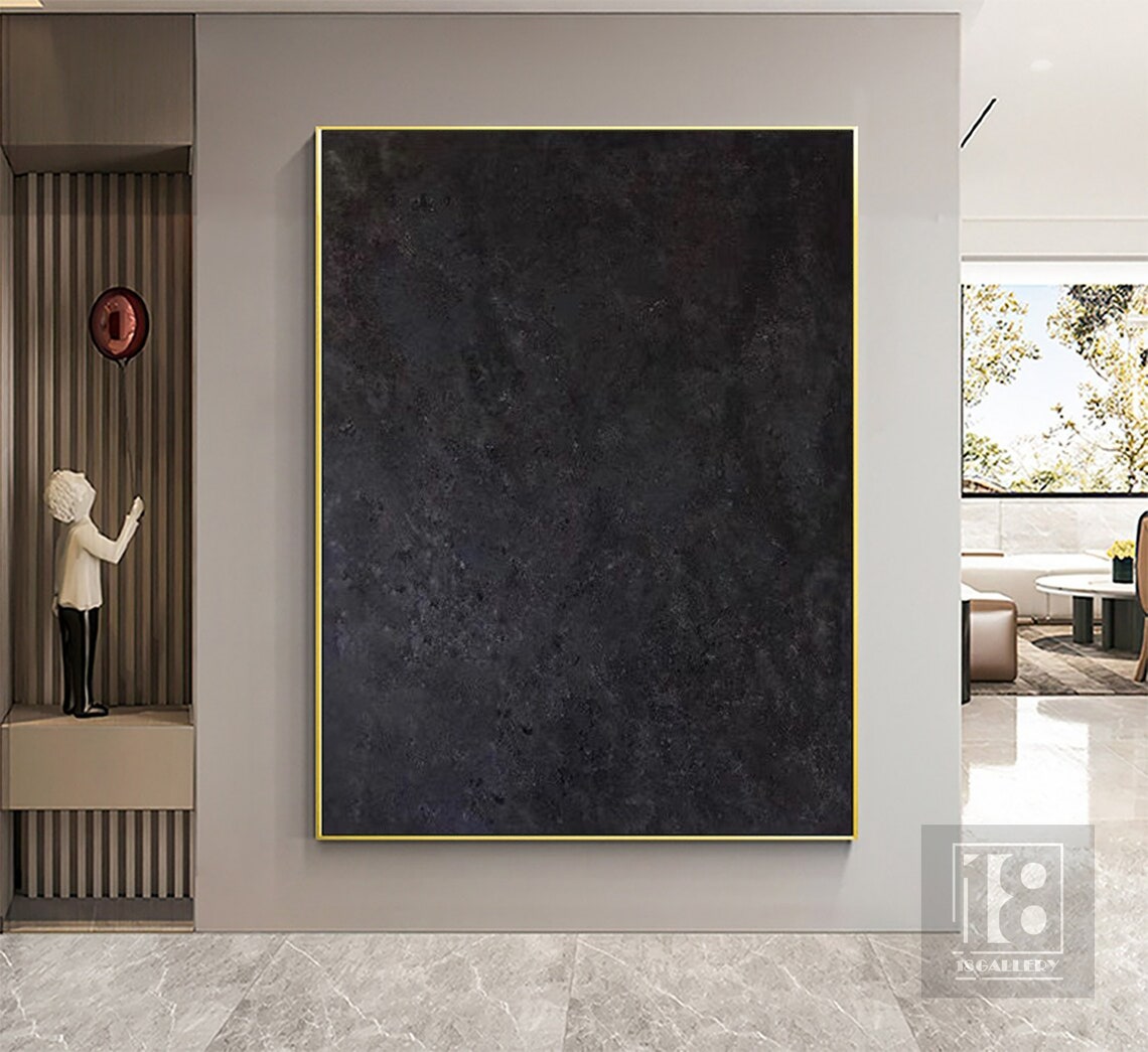 Black Wabi Sabi Wall Art Black Starry Sky Abstract Painting Large Black Minimalist Wall Art Textured Painting Entrance Wall Decor - Image 5