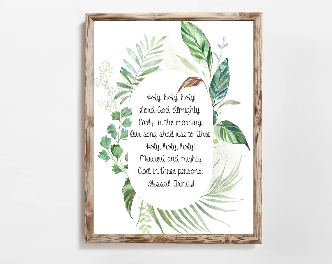 Holy Holy Holy Hymn Botanical Greenery Christian Scripture Wall Poster