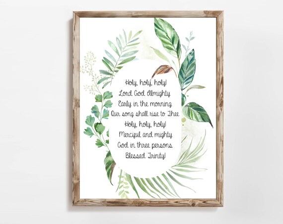 Holy Holy Holy Hymn Botanical Greenery Christian Scripture Wall Poster