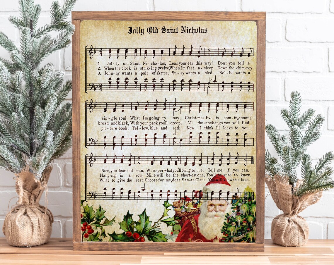 Jolly Old St Nicholas Retro Christmas Song Art Print