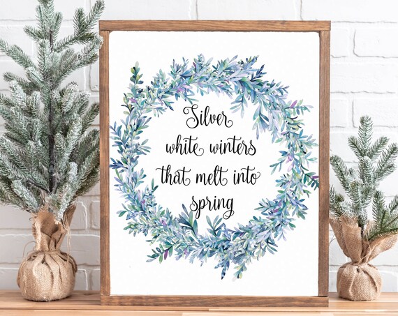 Silver White Winters That Melt Into Spring Frosty Wreath Poster