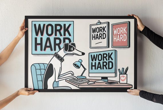 Cute Dog Print Retro Home Poster Funny Colorful Eclectic Posters Wholesome Prints Greyhound Decor Unique Posters