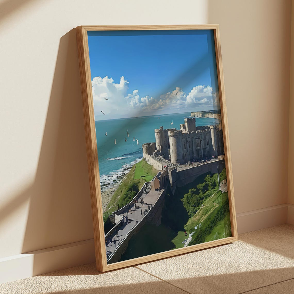 Medieval English Castle on White Cliffs Seaside Coastline Poster - Image 3
