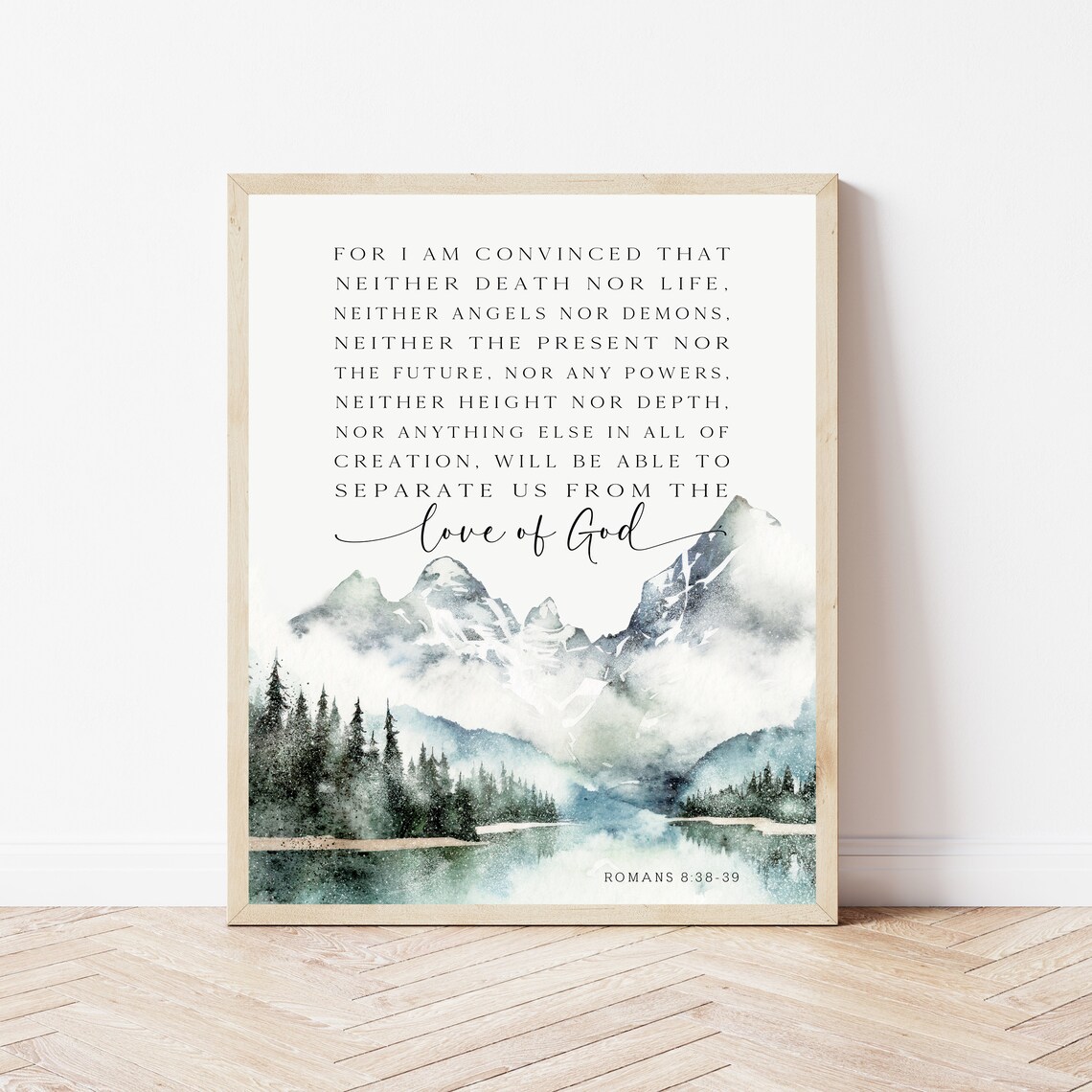 Romans 8:38-39 Scripture Print, Modern Verse Art
