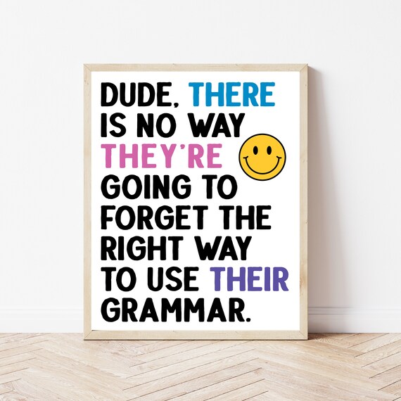 English Classroom Poster Commonly Confused Words Ela Teacher Gift Language Arts Decor Homophones Funny Wall Art