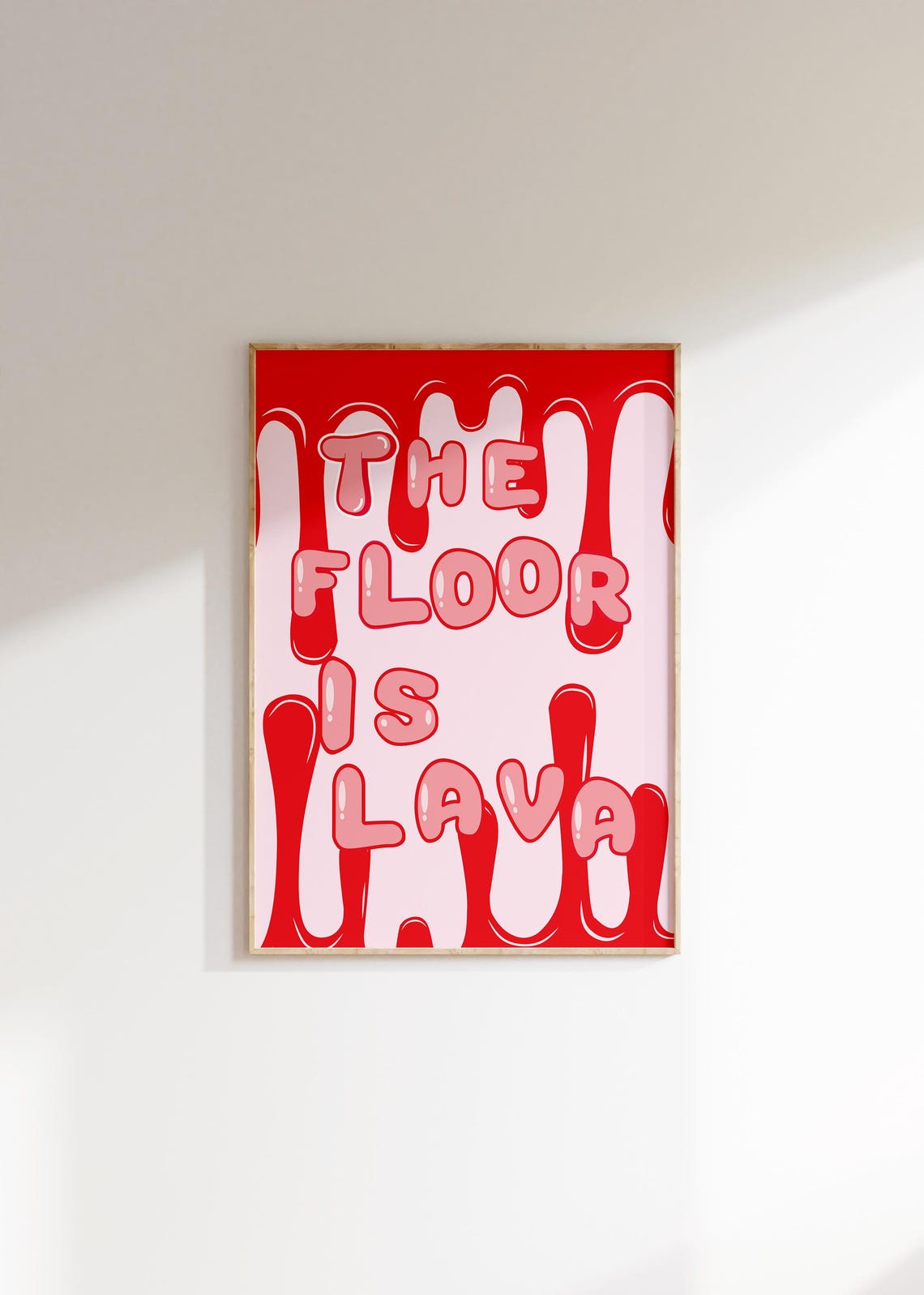 The Floor Is Lava Red Drippy Bubble Letter Fun Quote Wall Art Poster - Image 3
