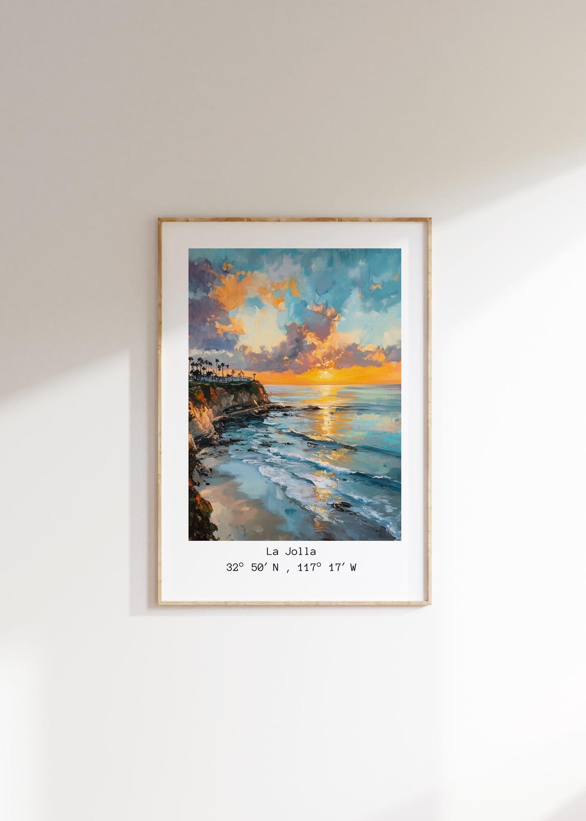 La Jolla Sunset Cove Painting Golden Hour California Ocean Poster - Image 4