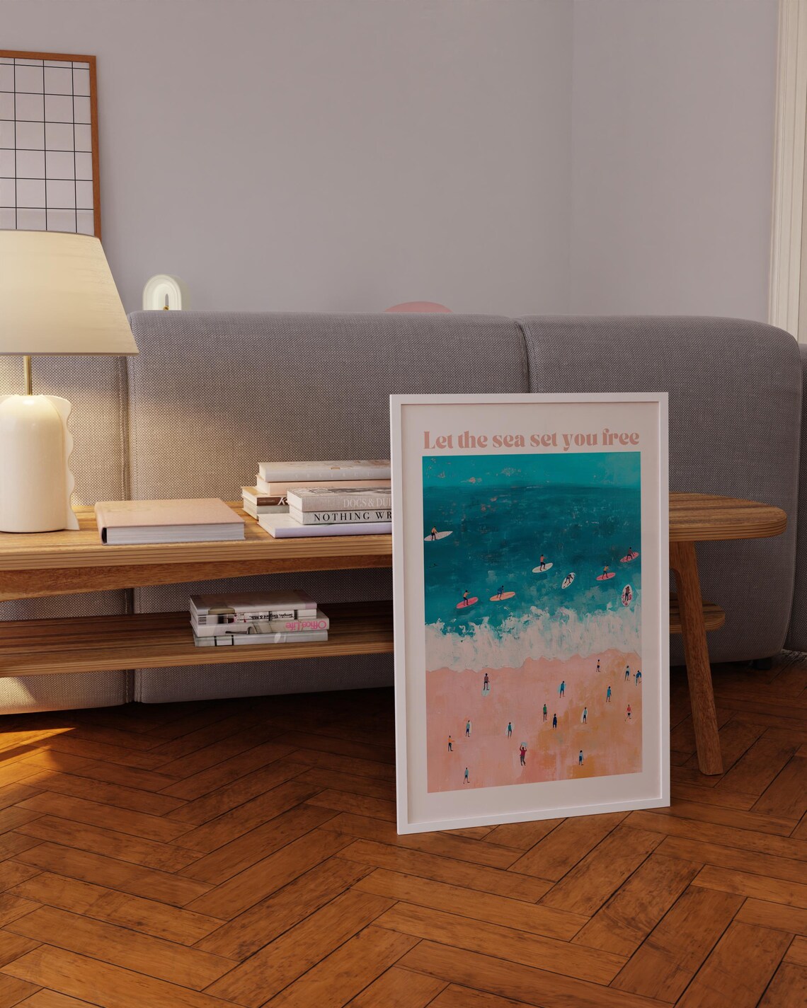 Let The Sea Set You Free Aerial Turquoise Beach Surf Art Poster - Image 5