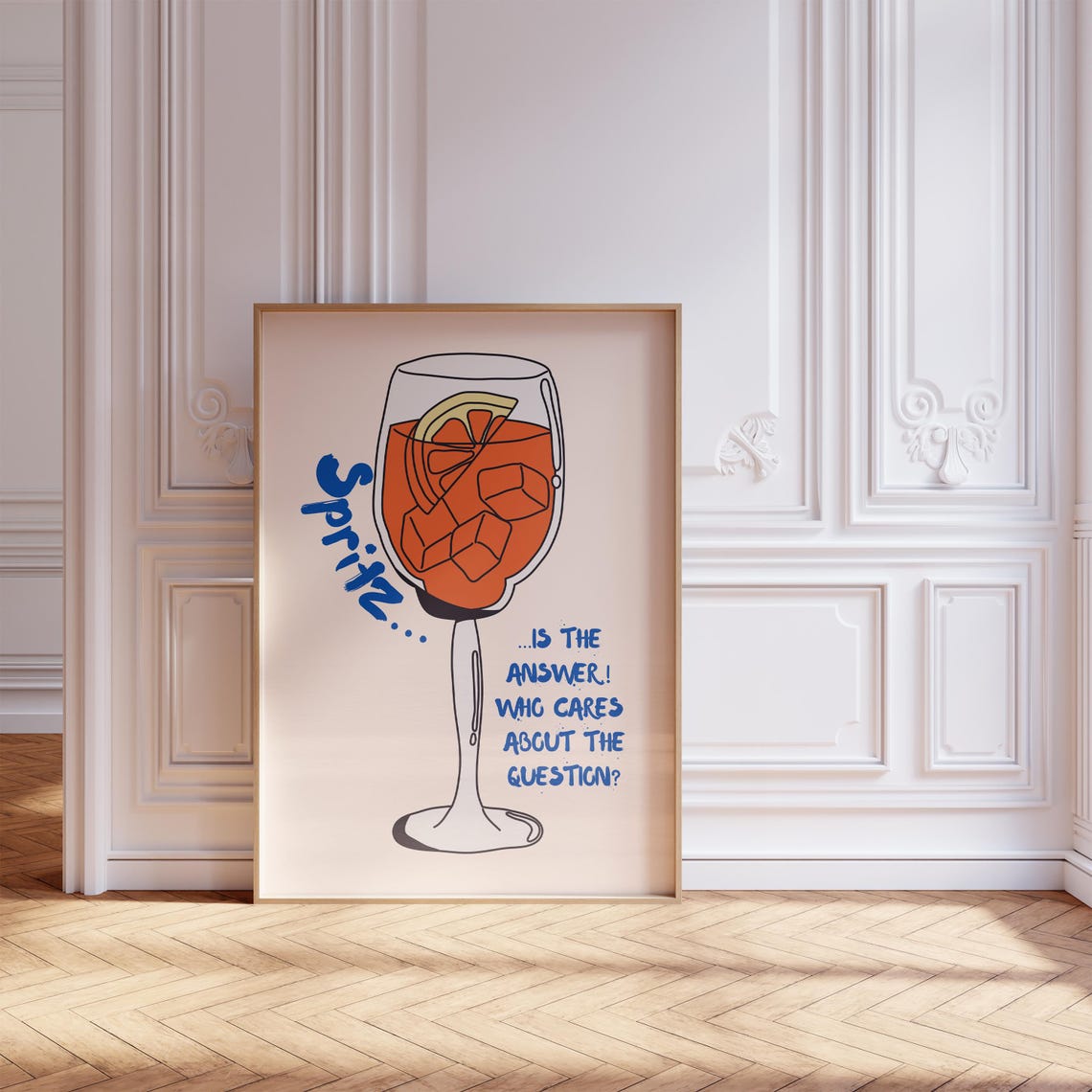 Spritz Is The Answer Funny Quote Poster Minimalist Cocktail Glass Art
