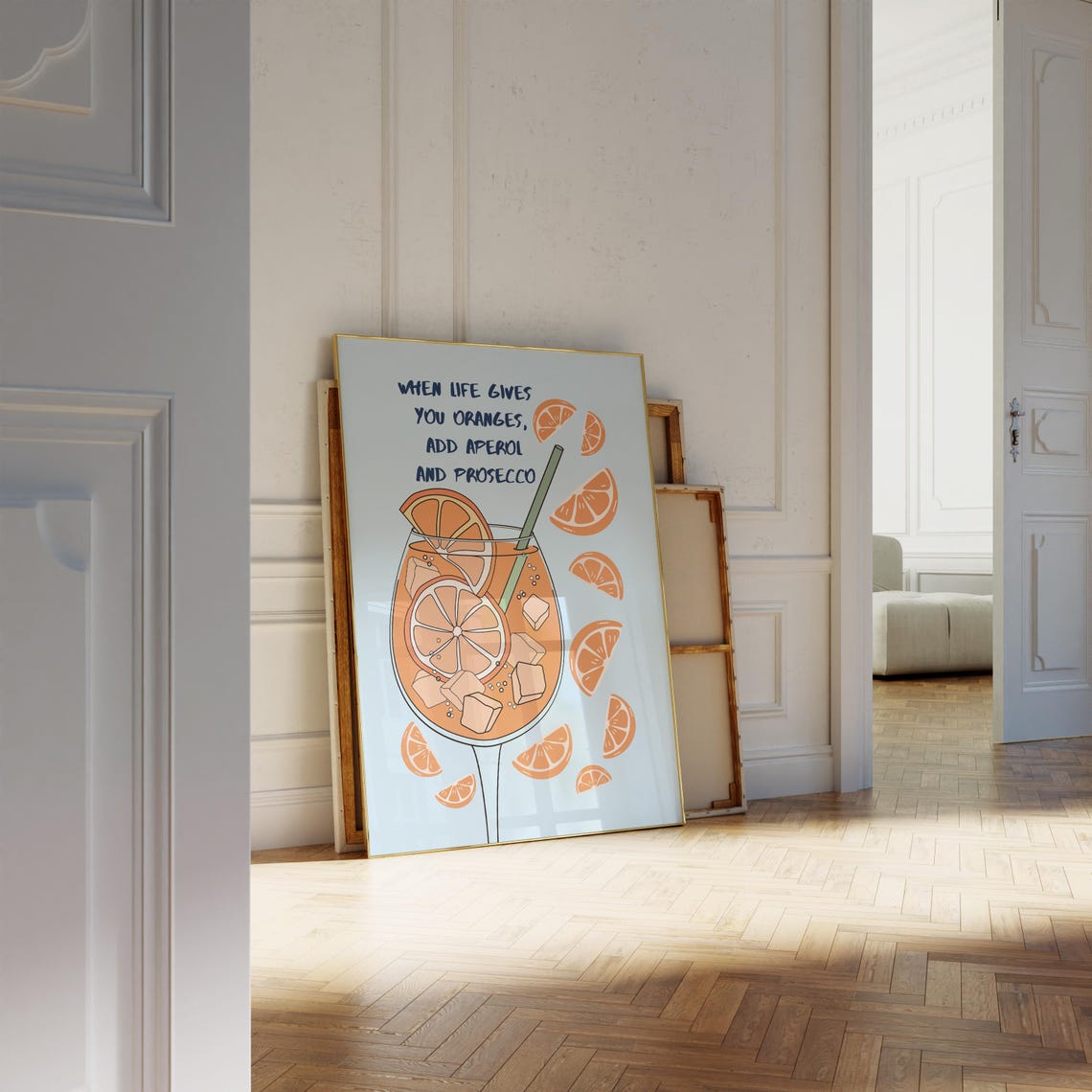 When Life Gives You Oranges Funny Cocktail Poster Aperol Prosecco Art - Image 2