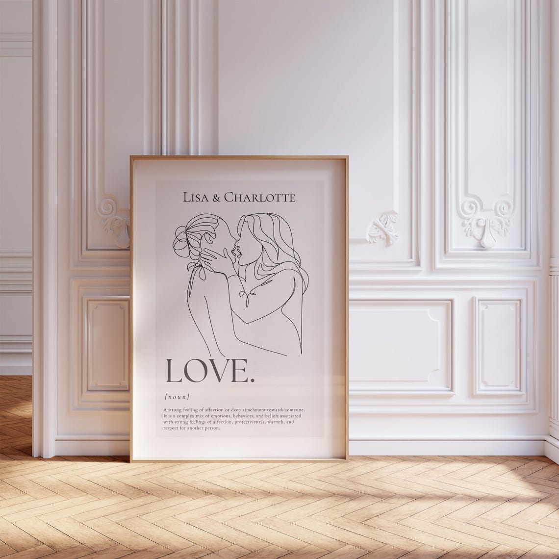 Love Definition Line Art Couple Poster Romantic Minimalist Decor