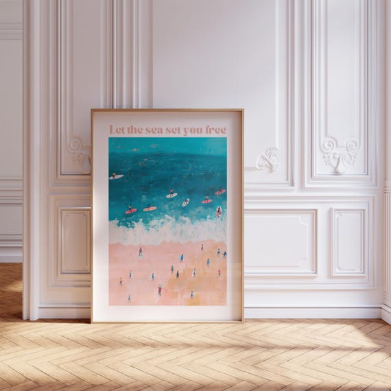 Beach Retro Poster For Beach Room Decor Beach Art Or Poster As Above Couch Art Vintage Ocean Poster Coastal Surf Print Trendy Wall Art