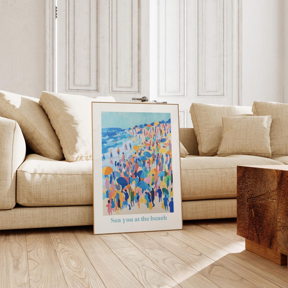 Sea You at the Beach Fun Colorful Crowded Summer Beach Day Poster - Image 3