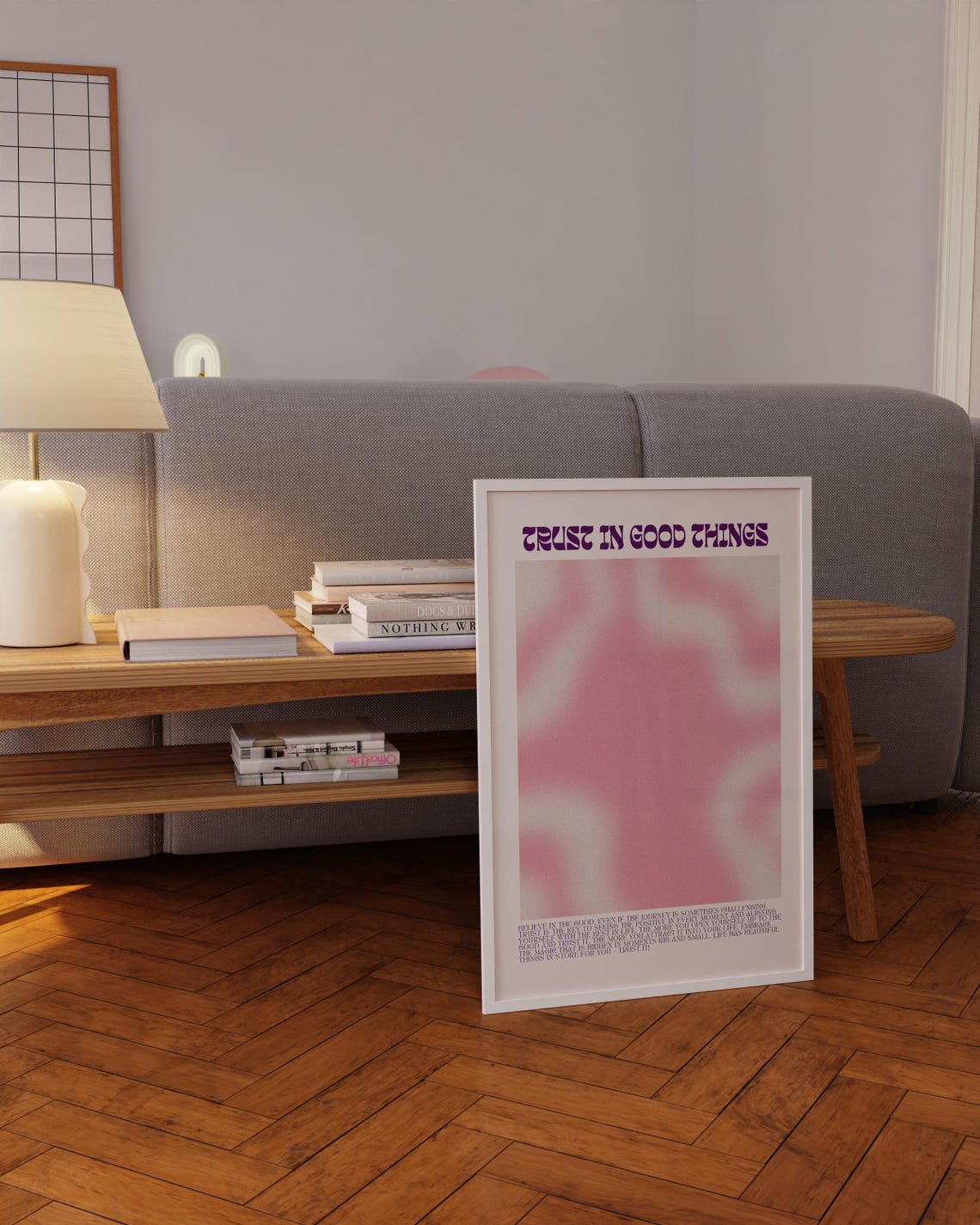 Trust In Good Things Pink Aura Poster Retro Typography Affirmation Art - Image 5