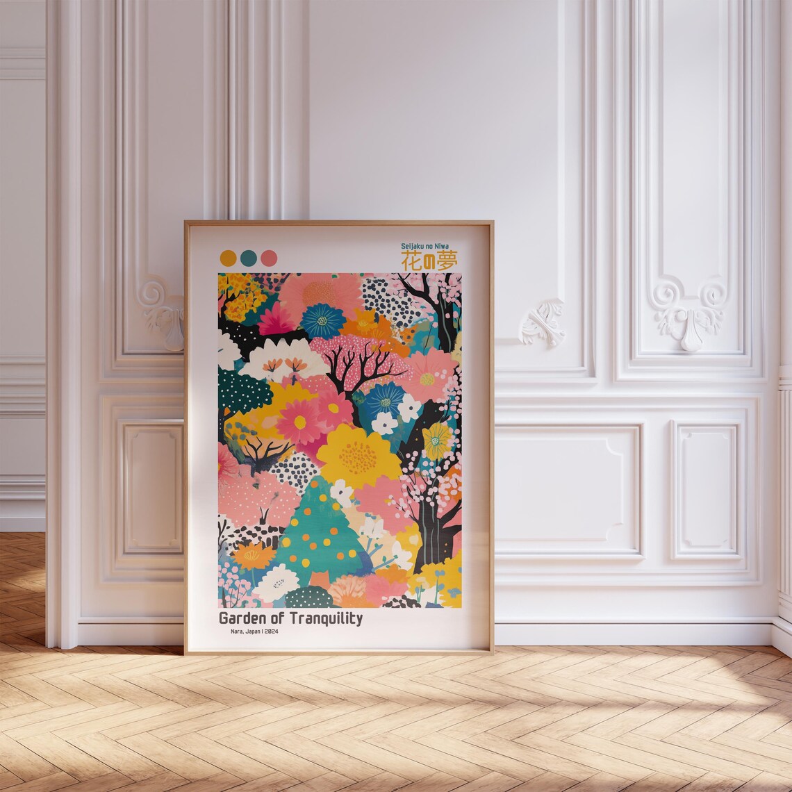 Garden of Tranquility Nara Japan Colorful Floral Garden Art Poster - Image 3