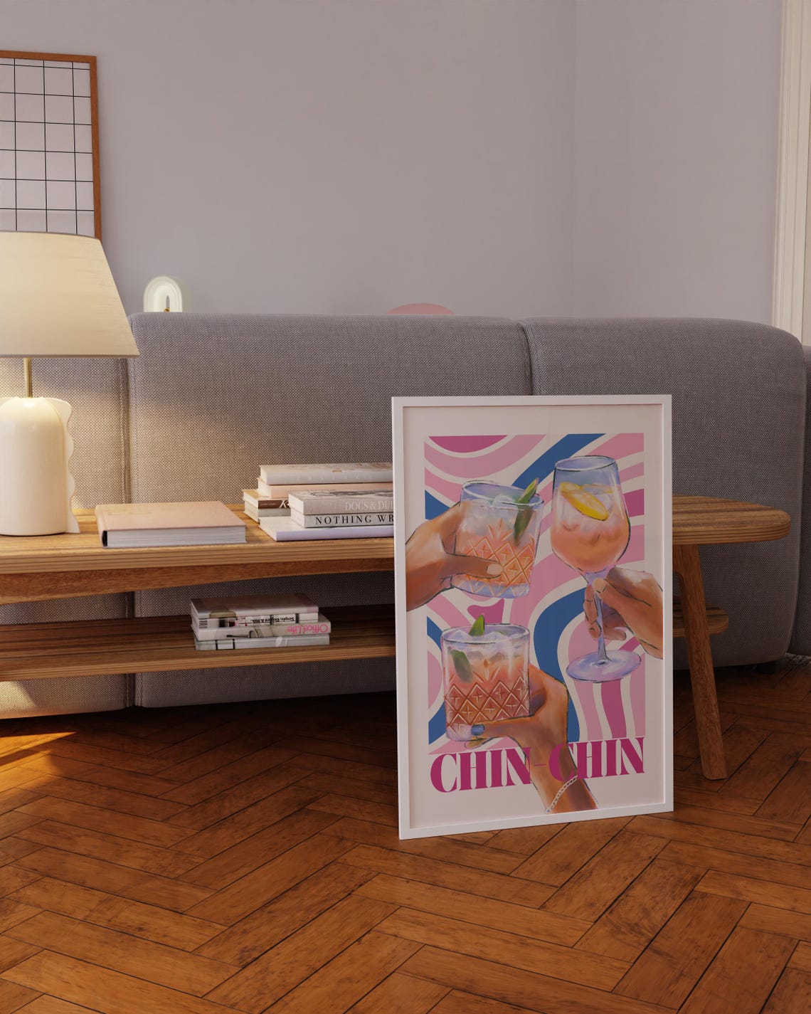 Chin Chin Cheers Cocktail Poster Friends Toasting Colorful Pop Art - Image 5