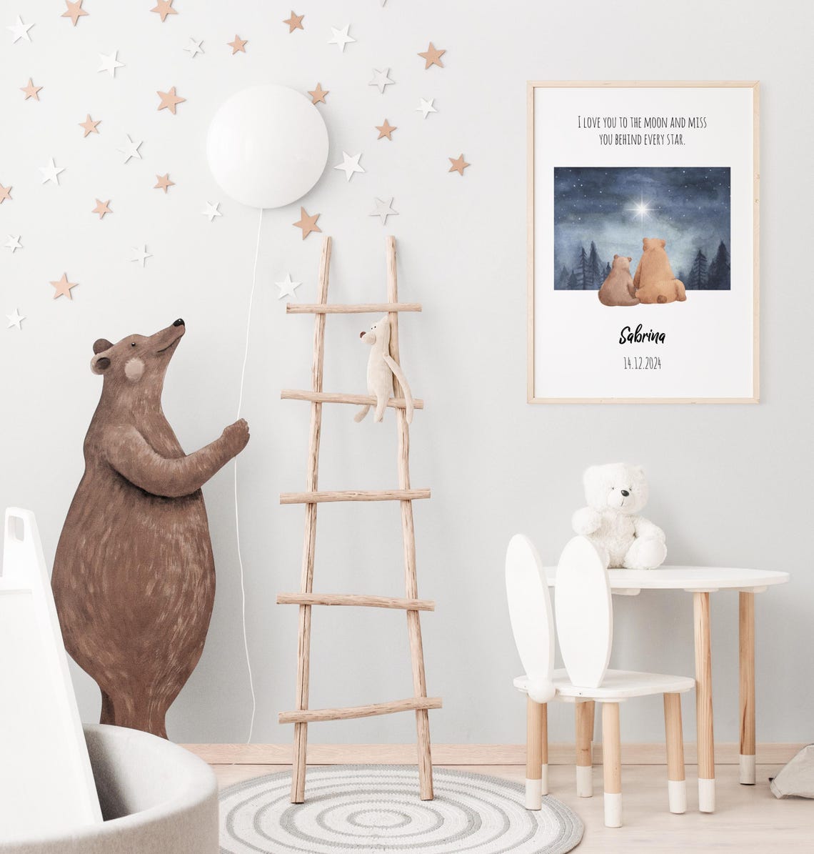 Personalized Bears Watching Stars Night Sky Memorial Quote Poster - Image 4