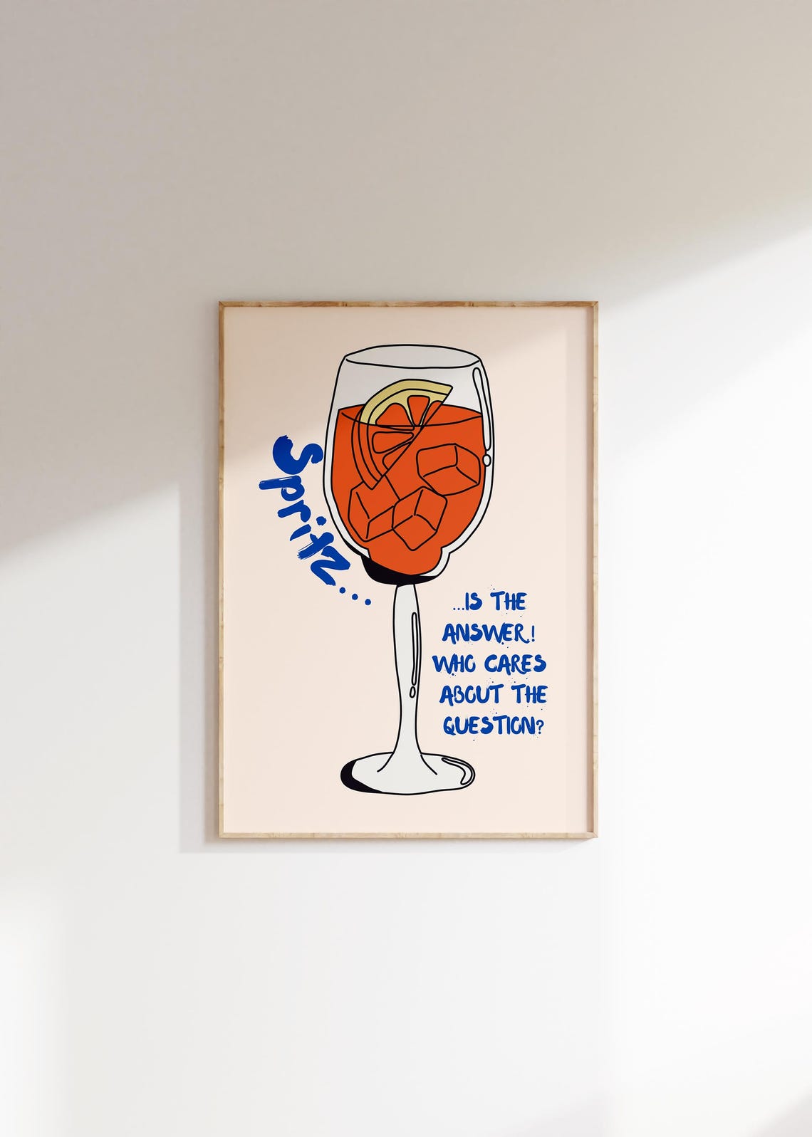Spritz Is The Answer Funny Quote Poster Minimalist Cocktail Glass Art - Image 4