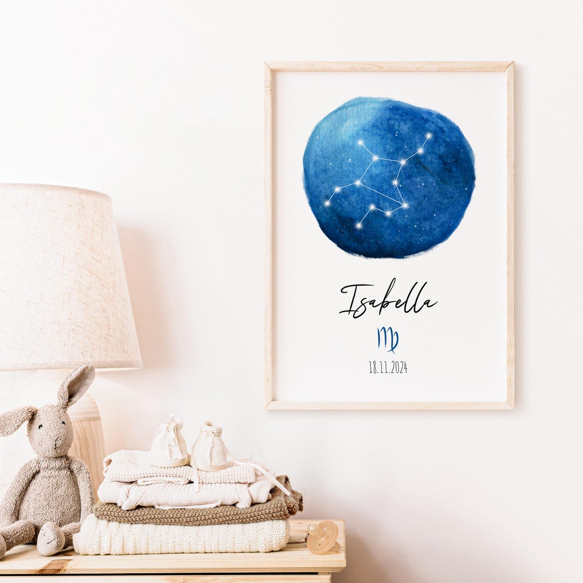 Virgo Constellation Blue Circle Personalized Name Gift Poster - Image 5