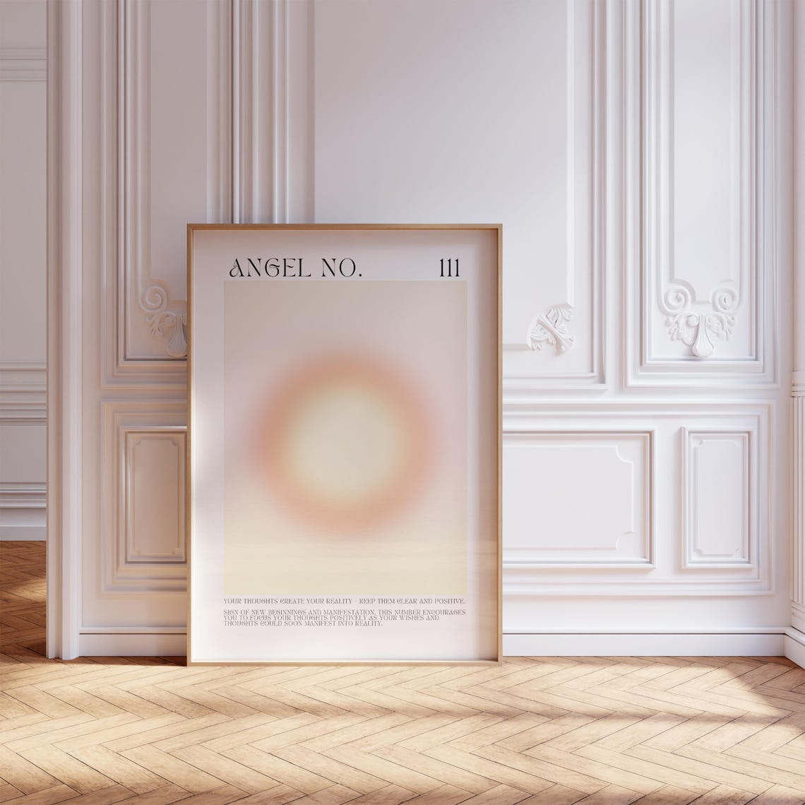 Angel Number 111 Cream Aura Manifestation Meaning Numerology Poster