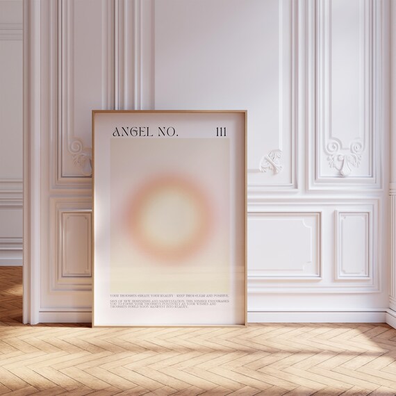 Angel Number 111 Cream Aura Manifestation Meaning Numerology Poster