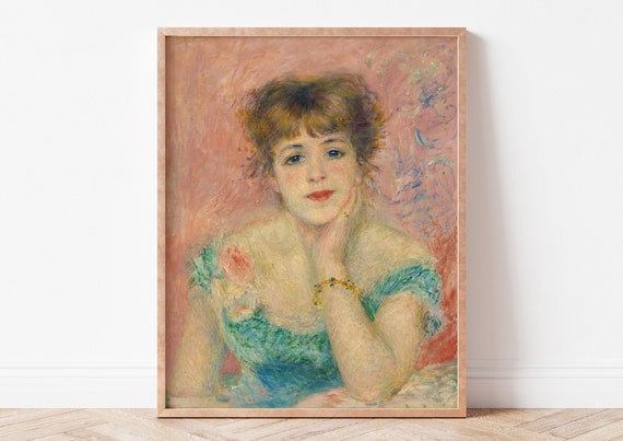 Art Print Wall Oil Painting Home Decor Jeanne Samary Portrait Pierre Auguste Renoir Pink