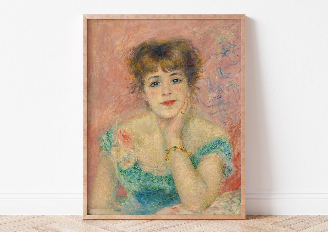 Renoir Jeanne Samary Impressionist Pink Portrait Classic Oil Painting Poster
