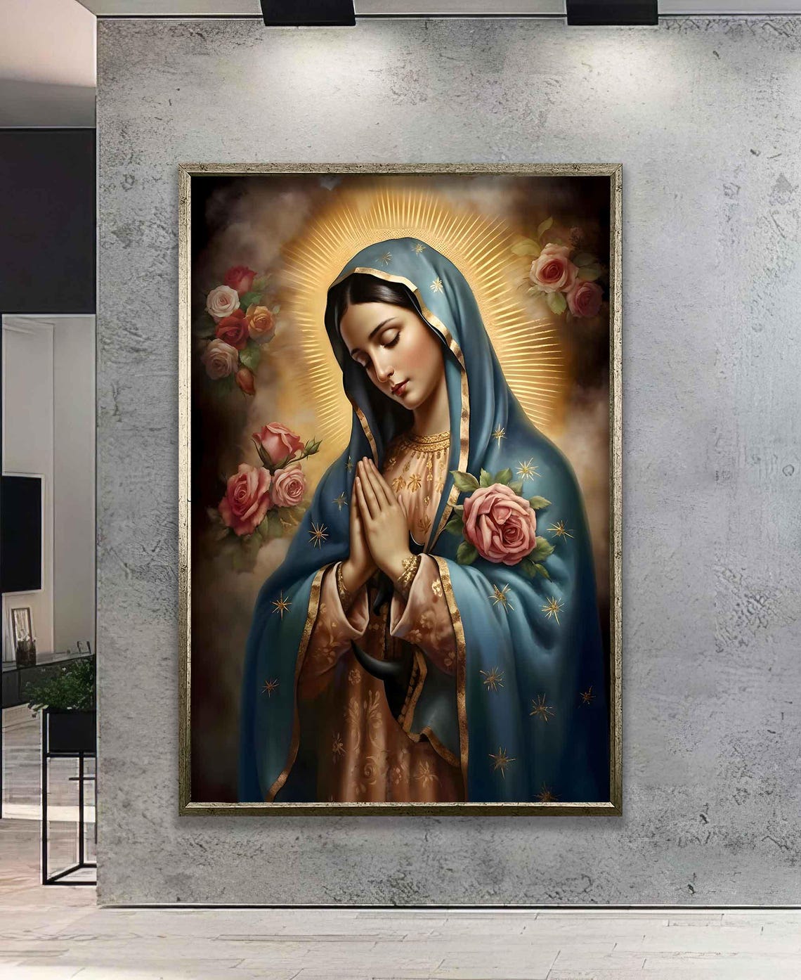 Our Lady Of Guadalupe Praying With Roses Religious Devotion Poster - Image 5