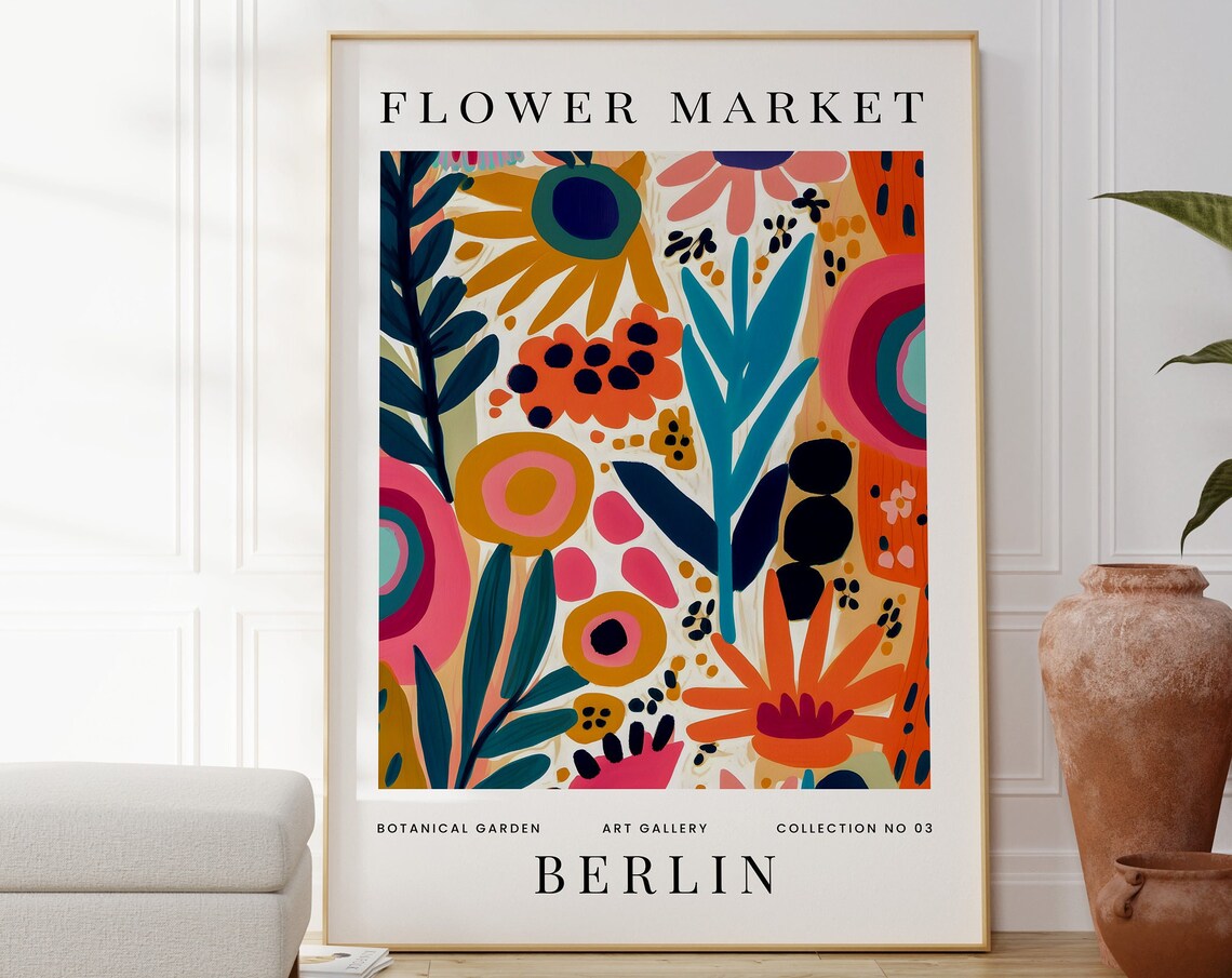 Berlin Flower Market Abstract Boho Poster