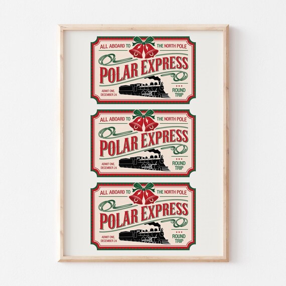 North Pole Ticket Polar Express Ticket Print Cute Christmas Decorations Trendy Christmas Printables Festive Xmas Decor