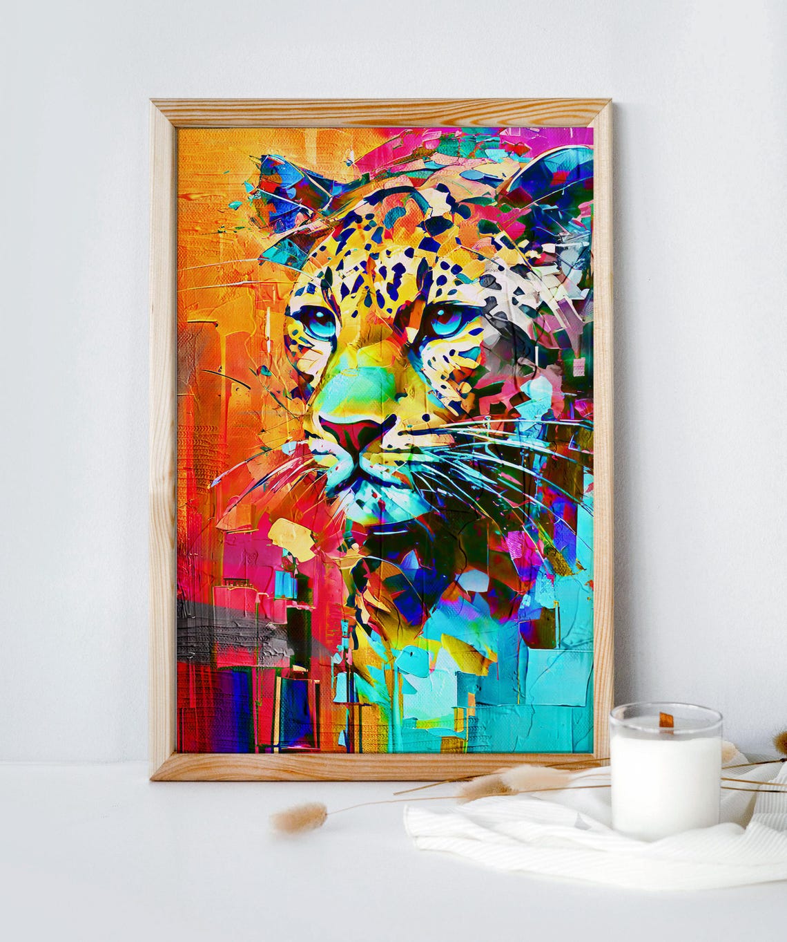 Abstract Leopard Art Geometric Wildlife Decor