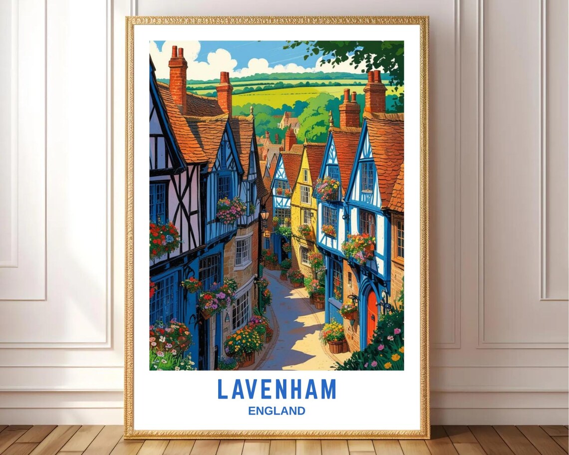 Lavenham England Timber Framed Houses Village Street Travel Poster