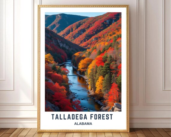 Talladega Forest Alabama Autumn Foliage River Valley Landscape Poster
